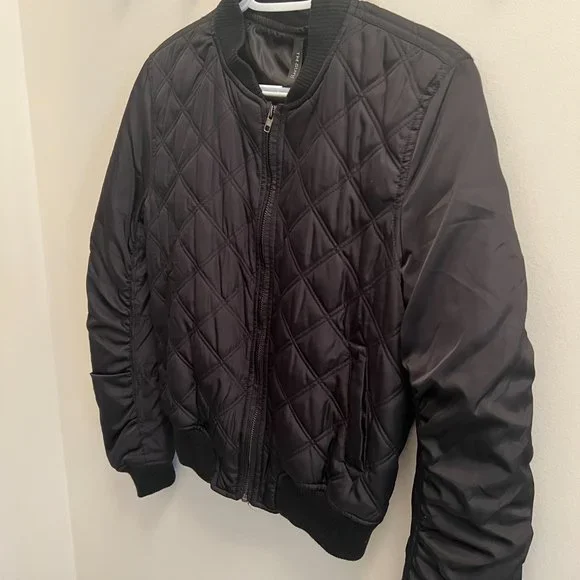 Black Ruched Bomber! - Picture 2 of 6